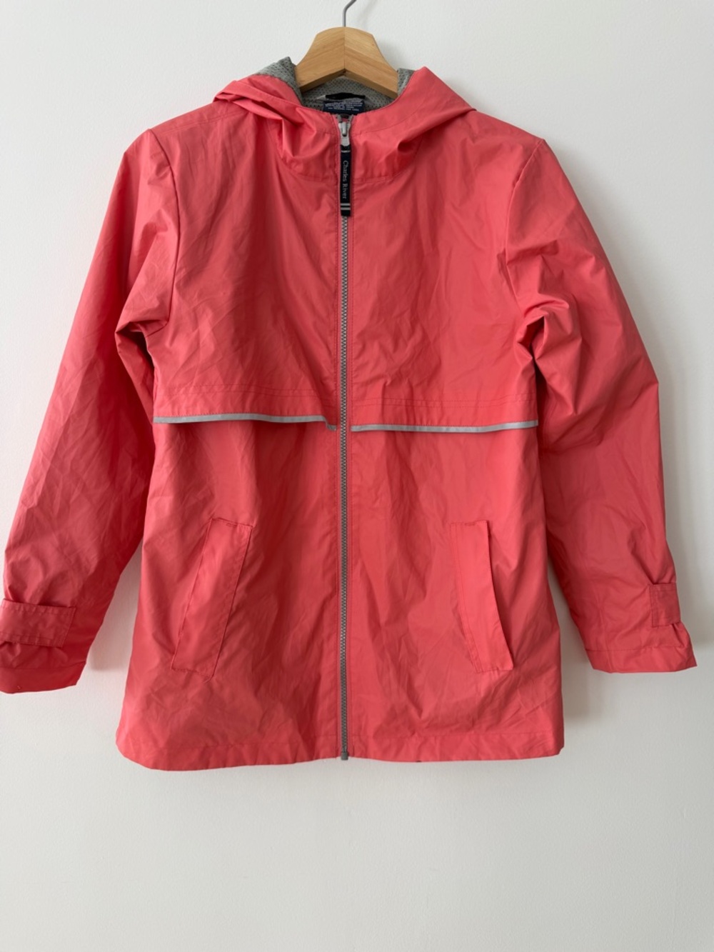 Charles River Coral Pink Rain Jacket Kids Large 14/16 Fits Women XSP - Picture 3 of 12